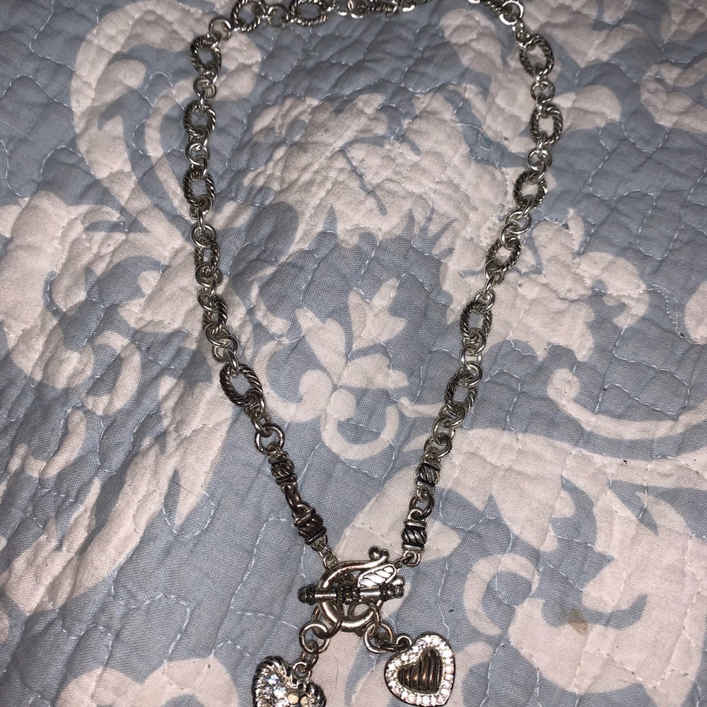 Silver Heart Charm Toggle Necklace - Women Jewelry